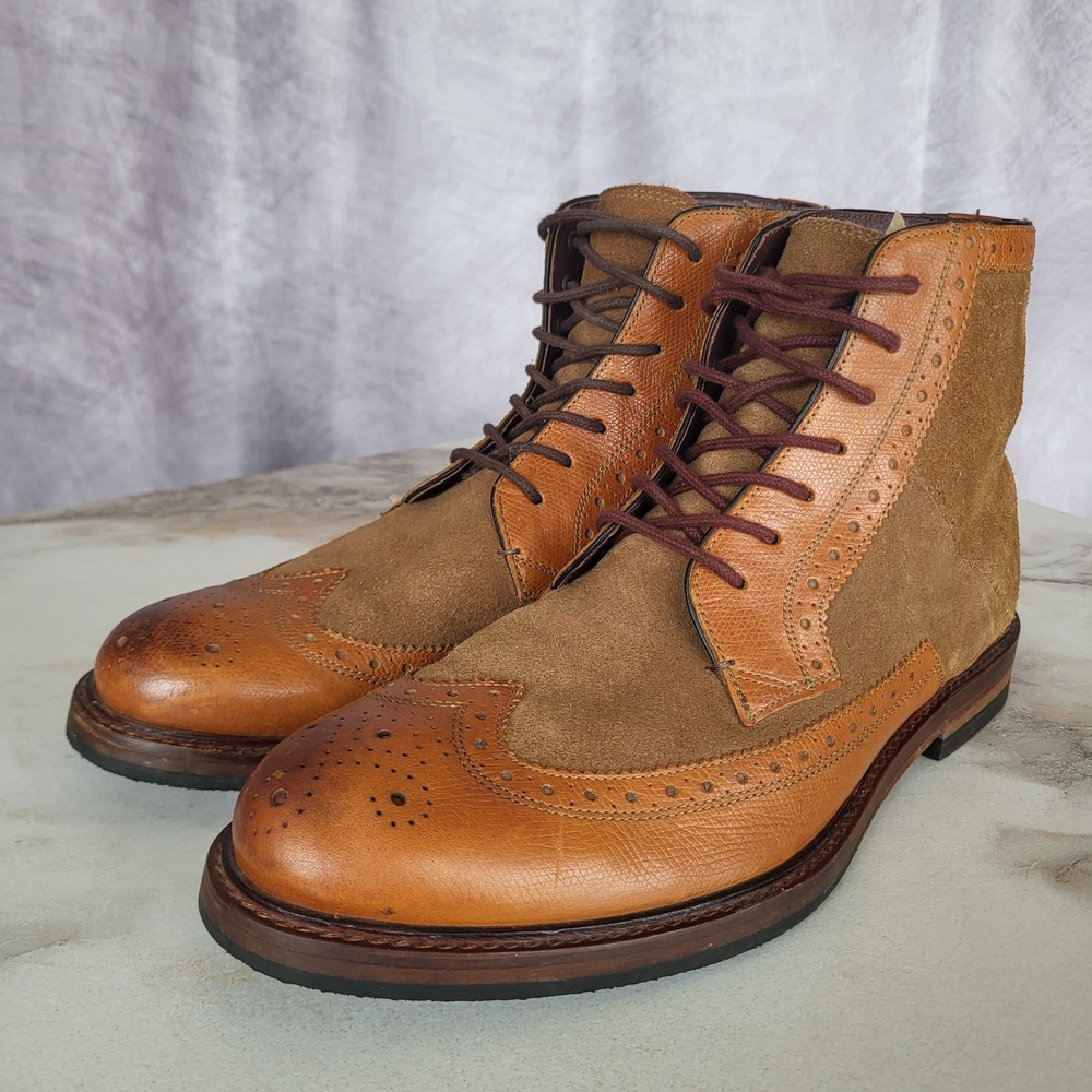 Ted Baker MIYLAN Wingtip Lace Up Boots Men's Size 11 Tan Brown - Picture 4 of 16